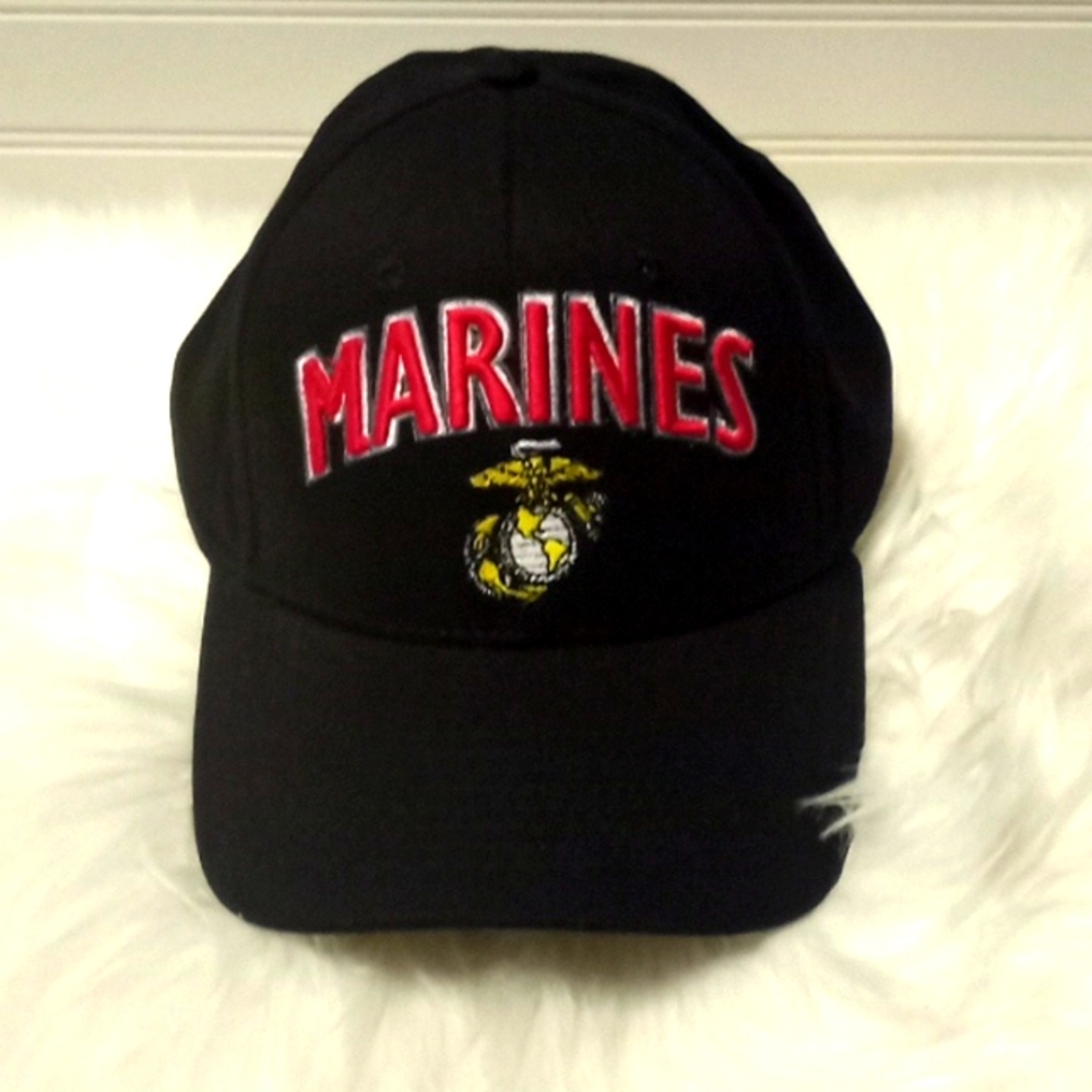 Marines Black Embroidered Baseball Cap